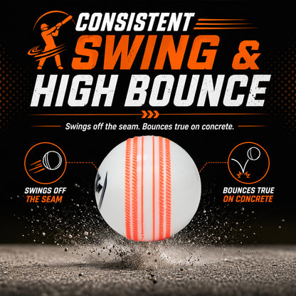 WHACKK I10 T-20 Wind Ball 72MM 120GMS White Premium Color 6 | Synthetic Practice Cricket Balls | Swing Balls for Match, Training, Indoor, Outdoor & Street Cricket