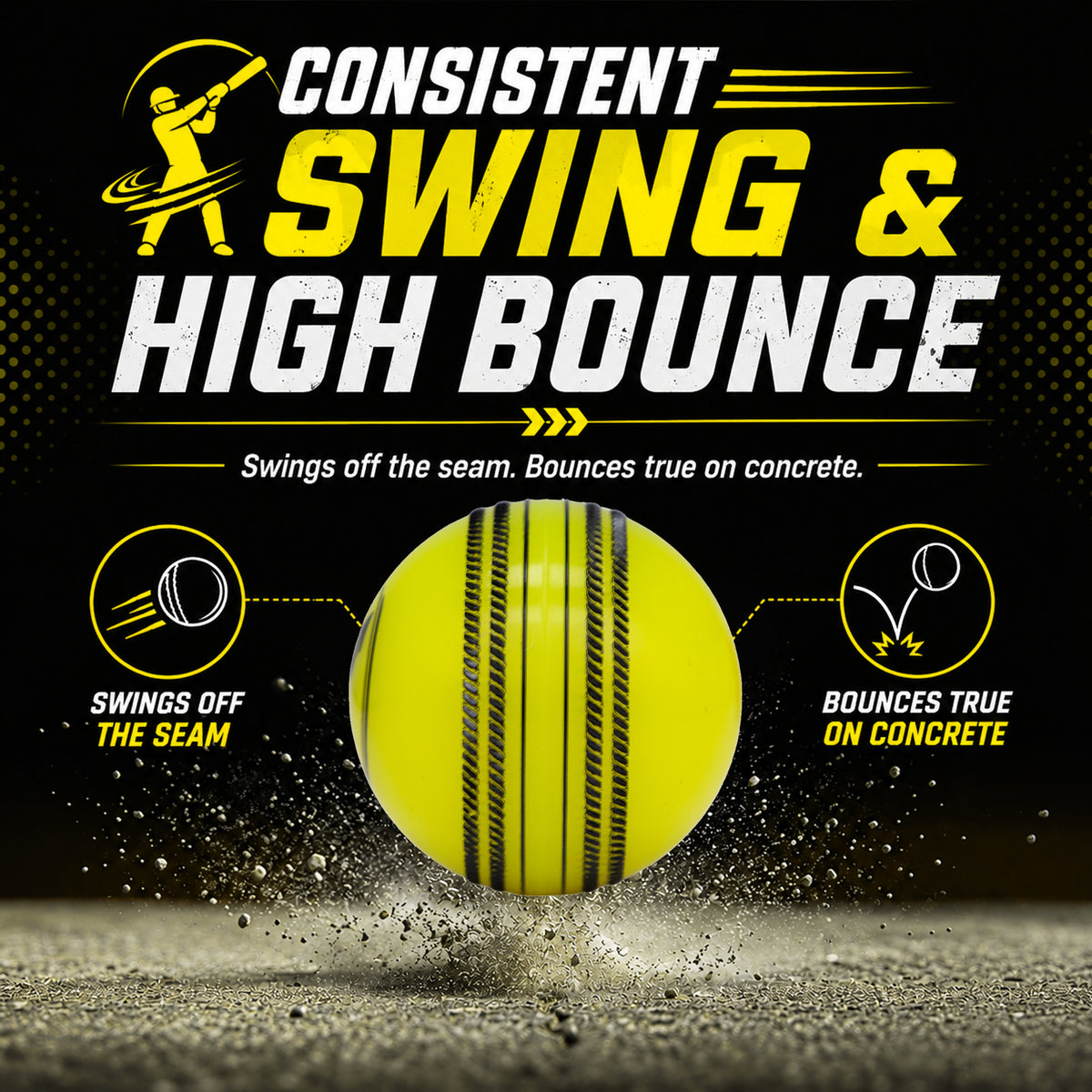 WHACKK I10 T-20 Wind Ball 72MM 120GMS Yellow Premium Color 6 | Synthetic Practice Cricket Balls | Swing Balls for Match, Training, Indoor, Outdoor & Street Cricket