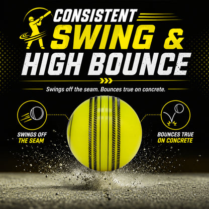 WHACKK I10 T-20 Wind Ball 72MM 120GMS Yellow Premium Color 6 | Synthetic Practice Cricket Balls | Swing Balls for Match, Training, Indoor, Outdoor & Street Cricket
