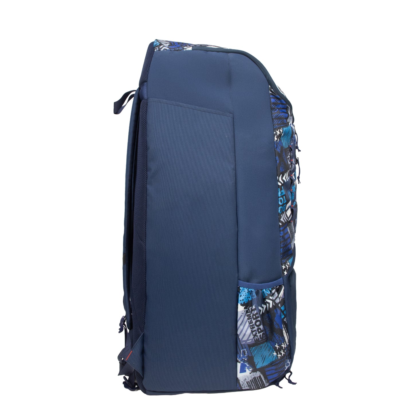 Kallis Navy Printed 103L Unisex Cricket Kit Bag Backpack|Adult Size|2 Bat|Shoe/Helmet Pocket|Main Compartment 18" Leg Pad|2 Bottle Holder|Easy Access Pocket|Player Edition Senior