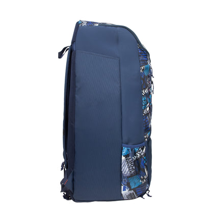 Kallis Navy Printed 103L Unisex Cricket Kit Bag Backpack|Adult Size|2 Bat|Shoe/Helmet Pocket|Main Compartment 18" Leg Pad|2 Bottle Holder|Easy Access Pocket|Player Edition Senior