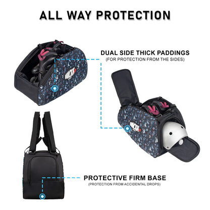 WHACKK Spin 38L Skating Bag  Black Print | 3-Way Carry Skate Backpack, Duffle & Shoulder Bag with Helmet Pocket | Padded Roller Skate Bag for Kids & Adults