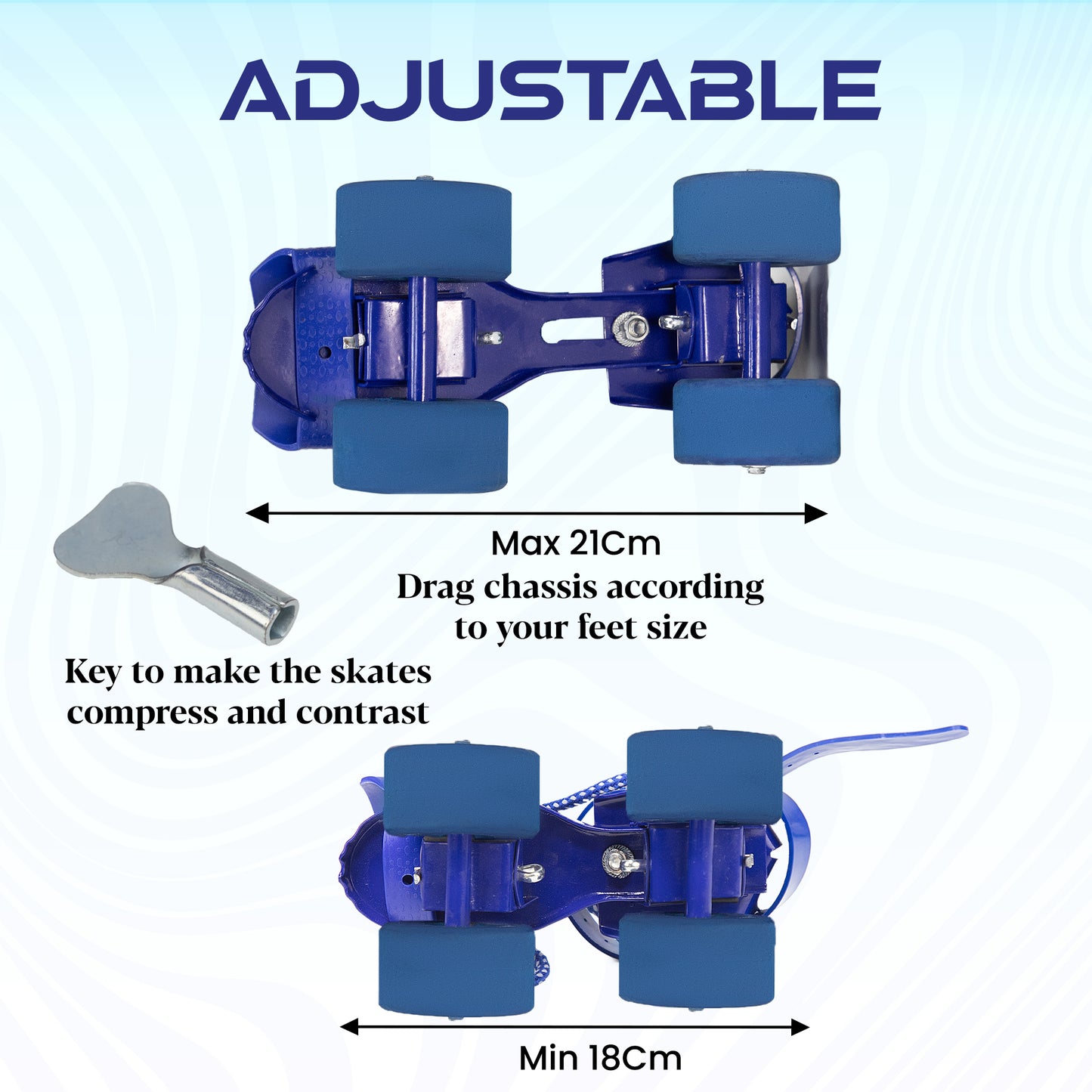 WHACKK Breeze Junior Roller Skates for Kids 3-6 Years |Adjustable Quad Skates | Strong Metal Frame |55 mm Rubber Wheels |Smooth Ball Bearings |Secure Buckles & Lace System