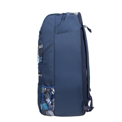 Kallis Navy Printed 103L Unisex Cricket Kit Bag Backpack|Adult Size|2 Bat|Shoe/Helmet Pocket|Main Compartment 18" Leg Pad|2 Bottle Holder|Easy Access Pocket|Player Edition Senior