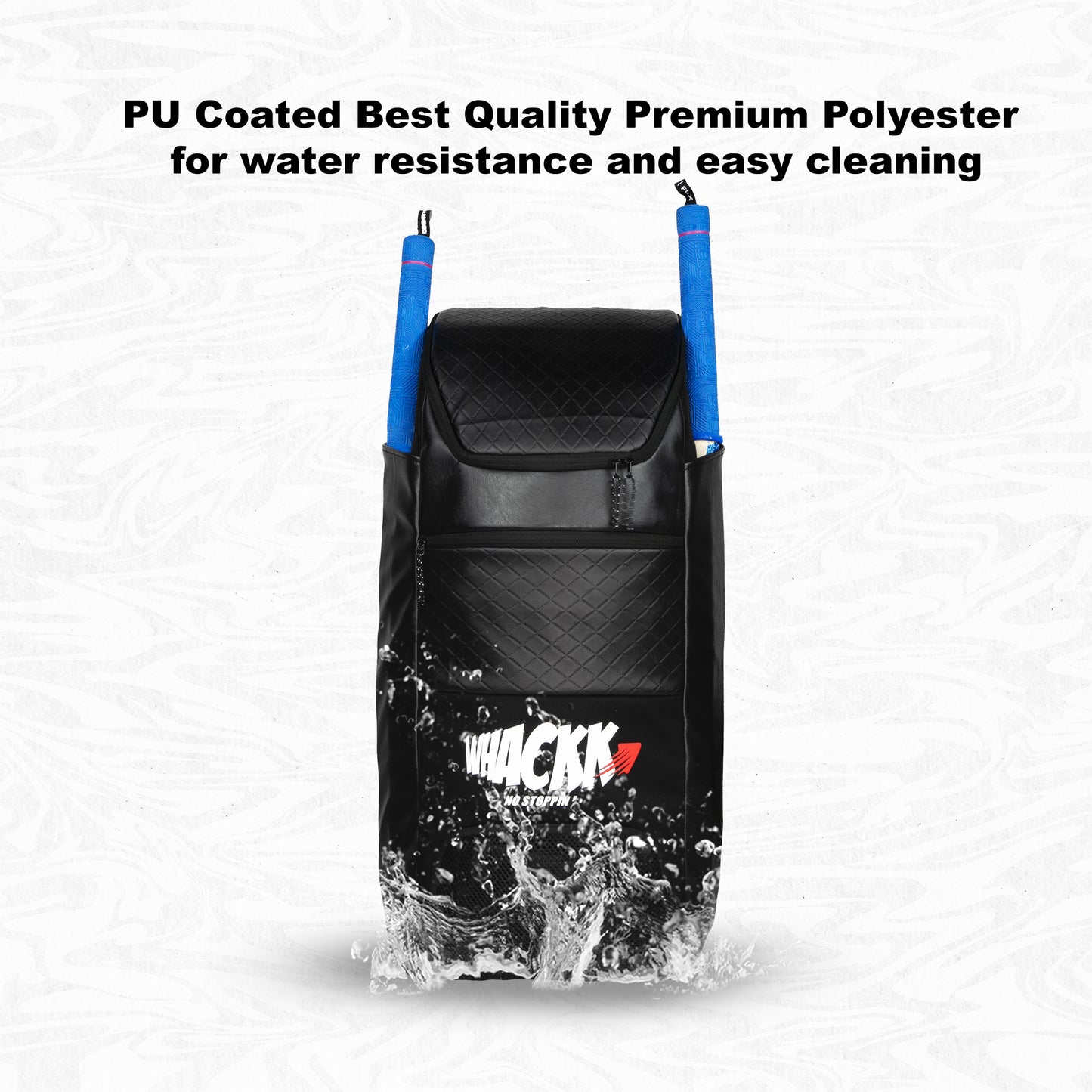 Lara Blk 72L | Premium Artificial Vegan Faux Leather Cricket Backpack|KitBag|Adult Size|2 Bat Pocket|Shoe/Helmet Pocket|Fit 18" Leg Pad 2 Bottle Holder|Easy Access|Player Senior,Black