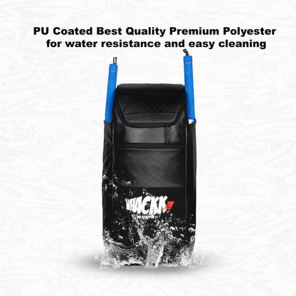 Lara Blk 72L | Premium Artificial Vegan Faux Leather Cricket Backpack|KitBag|Adult Size|2 Bat Pocket|Shoe/Helmet Pocket|Fit 18" Leg Pad 2 Bottle Holder|Easy Access|Player Senior,Black