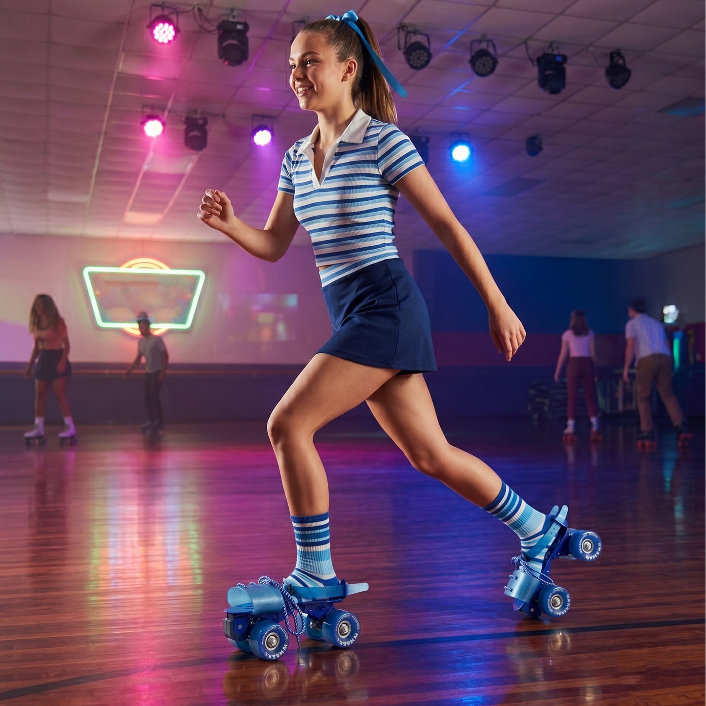 WHACKK Supersonic Senior Blue Adjustable Quad Roller Skates |Smooth Precision Ball Bearings |High Grip 55 mm PU Wheels |Secure Buckles & PVC Flap |Ages 6+