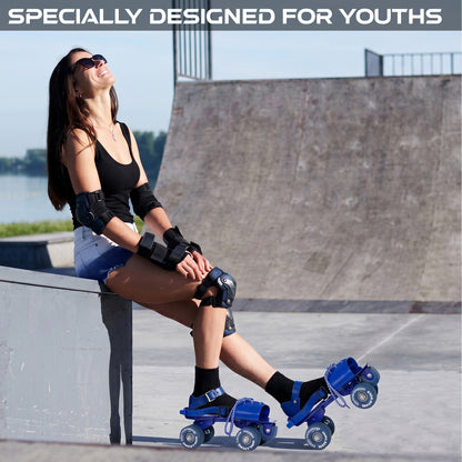 WHACKK Commando Senior Blue Roller Skates |Adjustable Quad Size 21–27 cm |Front Brake |High Precision Bearings |High Grip Rubber Wheels |Comfortable Secure Fit |Ages 6+