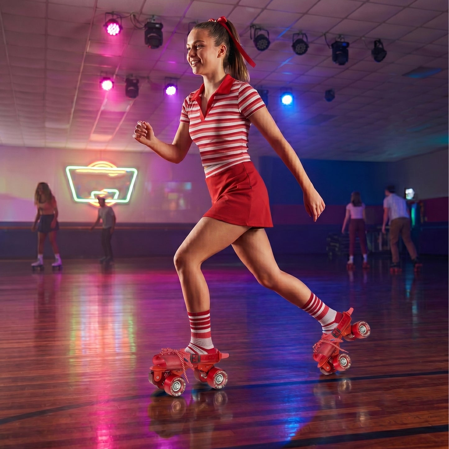 WHACKK Supersonic Senior red Adjustable Qaud Roller Skates |Smooth Precision Bearings |High Grip 55 mm PU Wheels |Secure Buckles & PVC Flap |Ages 6+