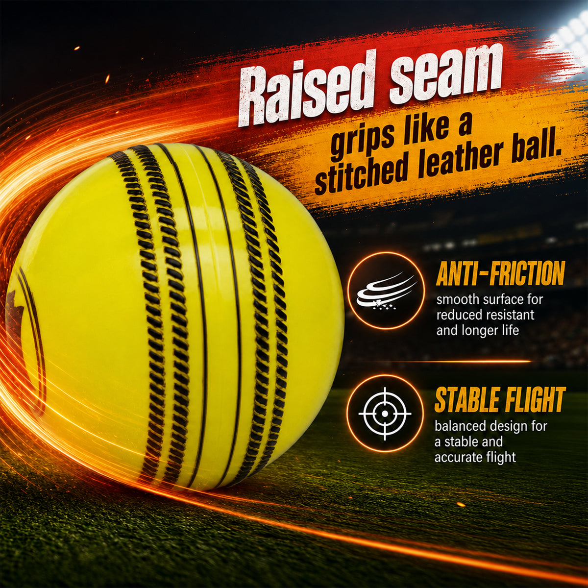 WHACKK I10 T-20 Wind Ball 72MM 120GMS Yellow Premium Color 6 | Synthetic Practice Cricket Balls | Swing Balls for Match, Training, Indoor, Outdoor & Street Cricket