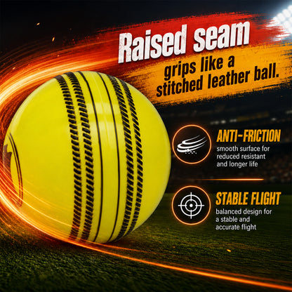 WHACKK I10 T-20 Wind Ball 72MM 120GMS Yellow Premium Color 6 | Synthetic Practice Cricket Balls | Swing Balls for Match, Training, Indoor, Outdoor & Street Cricket