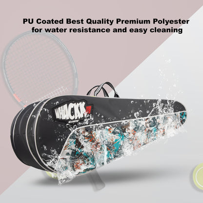 Team Grey Printed 45L Tennis Badminton Squash Equipment Cover Kit Bag 3 Big Compartments 4T 6B Racket | Backpack & Duffel