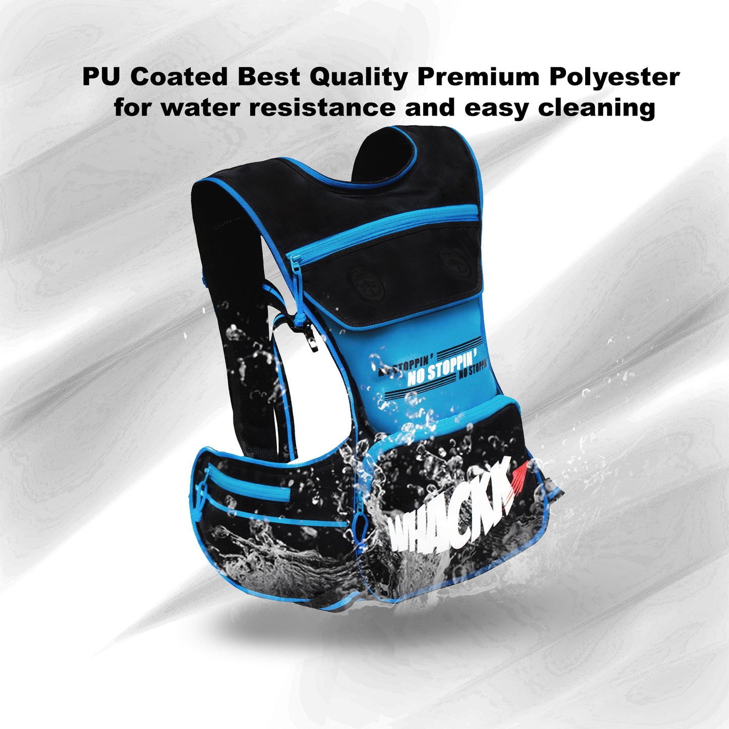 Whizz Black Blue Running Bag |Unisex Camping & Hiking | Hydration Pouch Compartment w. Connecting Water ducts Pockets |Exercise & Fitness|Motorcycle Trekking Outdoor