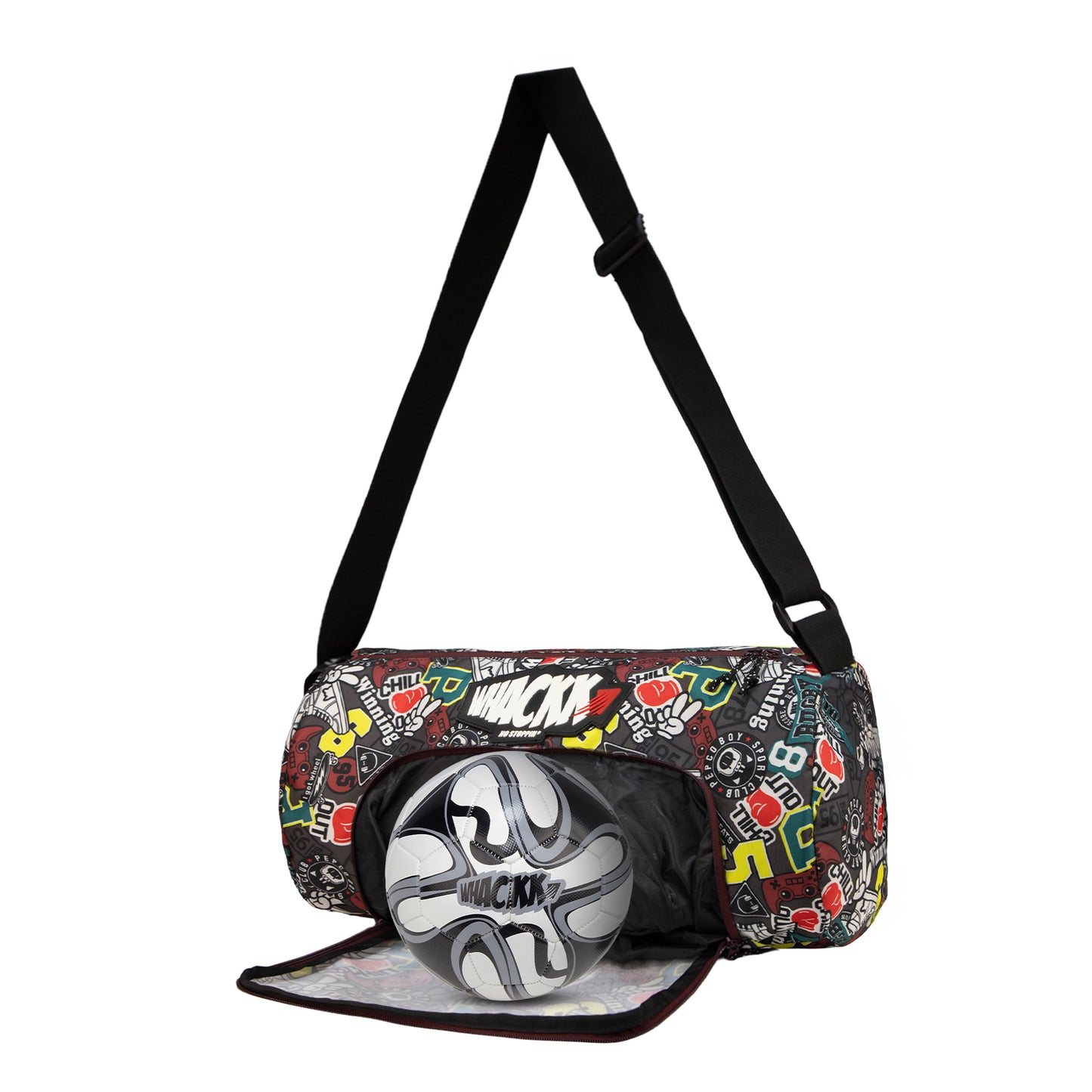 WHACKK Track printed Rugby Gym Bag|Fitness Bag|Sports Duffle|Multipurpose Bag |Travel Duffel Bag|Adjustable Strap|Unisex|Sports Kit Bag
