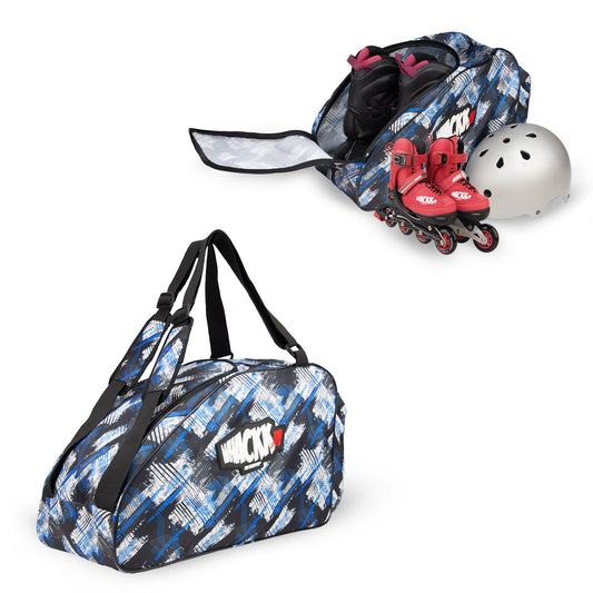 WHACKK Steezy 33L Printed Skating Bag | Water-Resistant Skate Backpack & Shoulder Bag with Helmet Pocket | Padded Roller Skate Bag for Kids & Adults