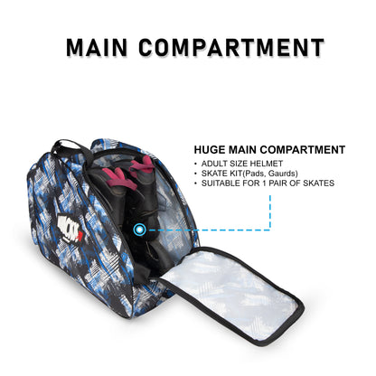 WHACKK Steezy Printed 33L Skating Bag with Helmet Pocket| Water-Resistant Backpack & Shoulder Bag | Spacious Sports Bag for Skates, Helmet & Accessories