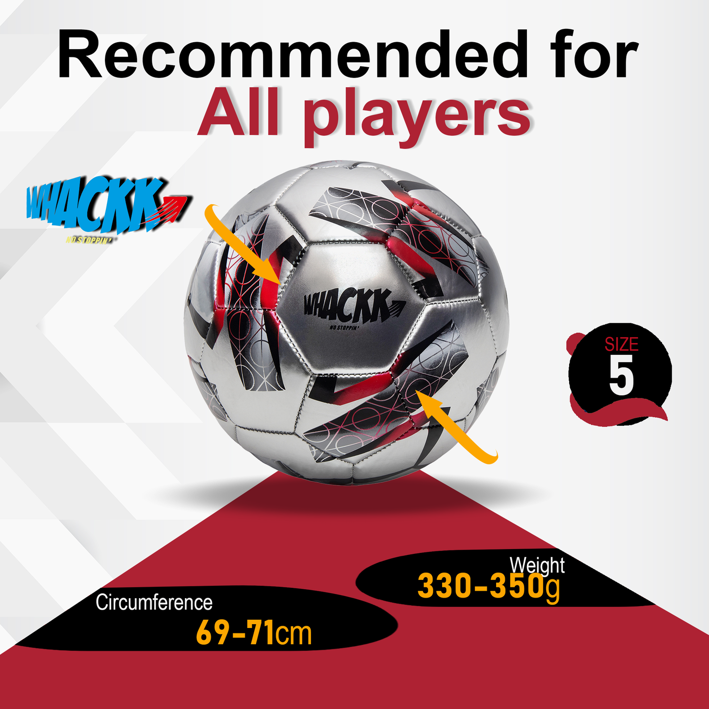 Whackk Kempes Football Silver Red