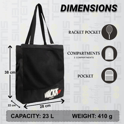 Borg Black 23L Tennis Badminton Squash Shoulder Bag