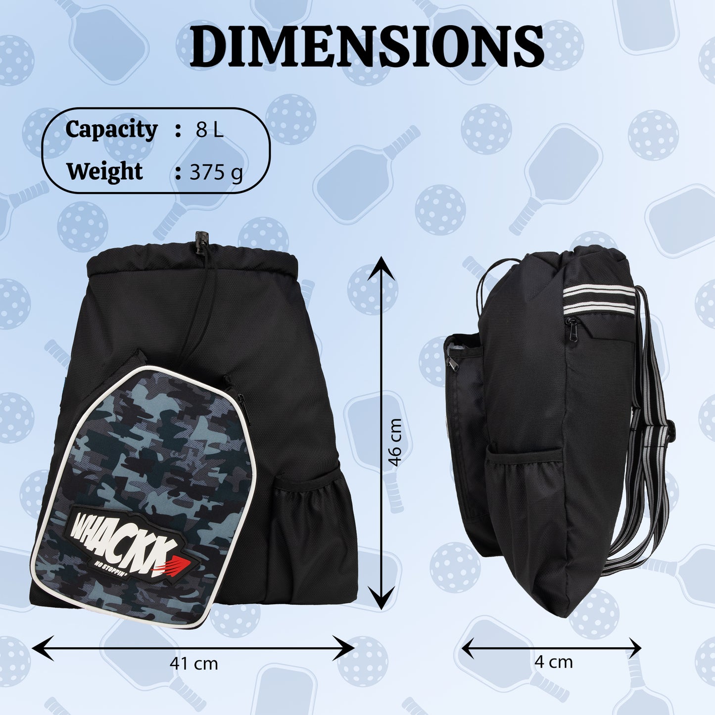 Dink Black Wild stone 8L Pickleball / Table Tennis TT Bag