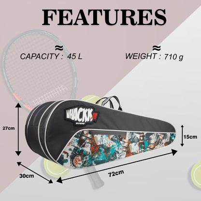 Team Grey Printed 45L Grey Tennis Badminton Squash Equipment