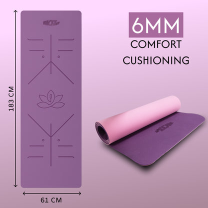 Alignment Yoga Mat Pink Purple 6mm