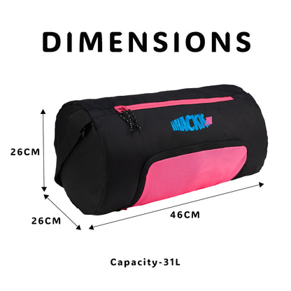 Track Pink 31L |Gym Bags |Fitness Bag|Sports Duffle|Multipurpose Carry Bag |Travel Duffel Bag|Adjustable Strap|Air Ventilated pocket for shoes|Unisex|Lightweight|Sports Kit|Kitbag