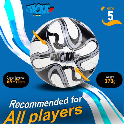 Whackk Pele Black & White Football (Size 5) – 32-Panel Durable PVC Ball