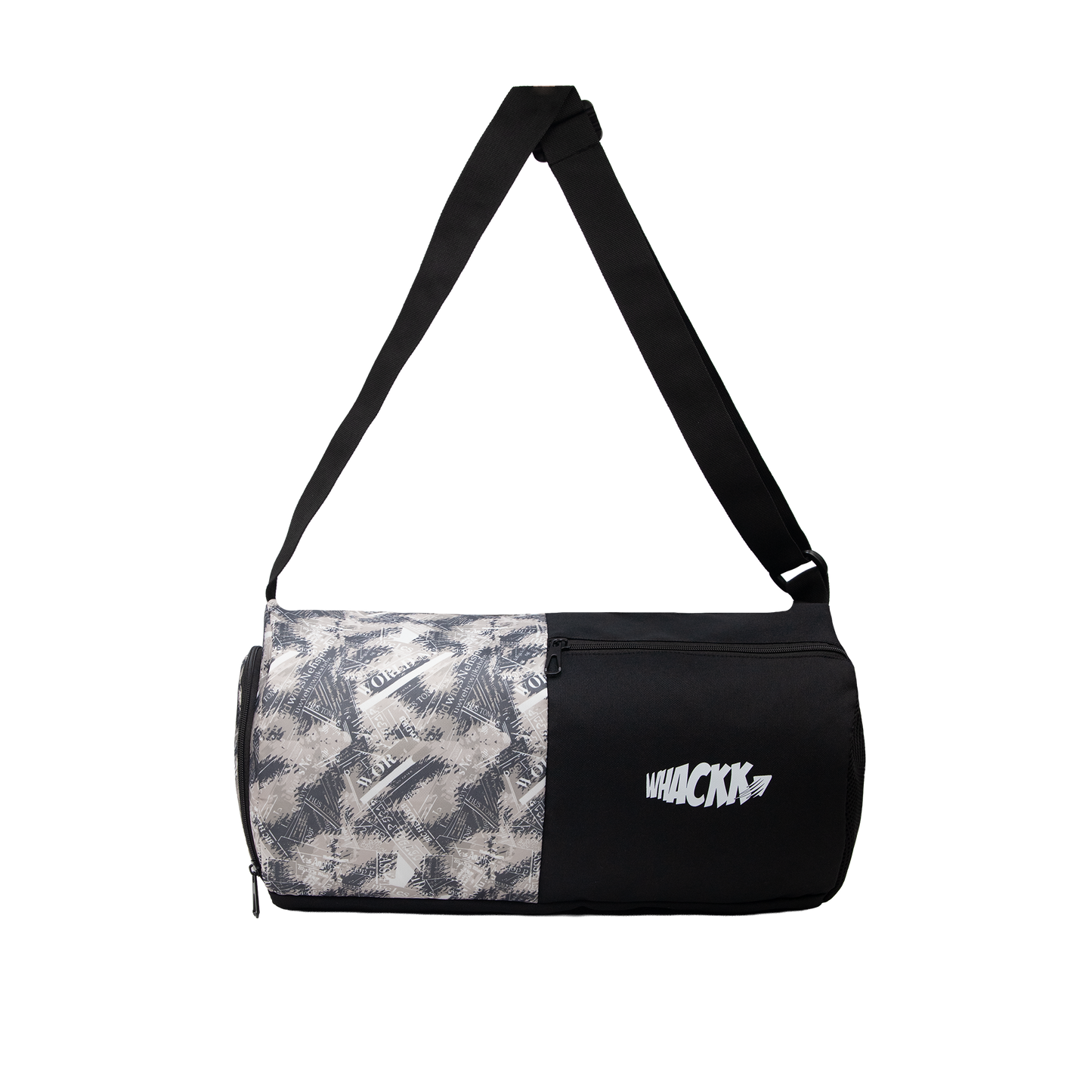 WHACKK 27L Pilates Black Duffle Gym Bag|1 Main Compartment, Front Quick-Access Pocket, Water Bottle Pocket, Shoe Compartment and Adjustable Shoulder Strap|Lightweight for Fitness & Travel