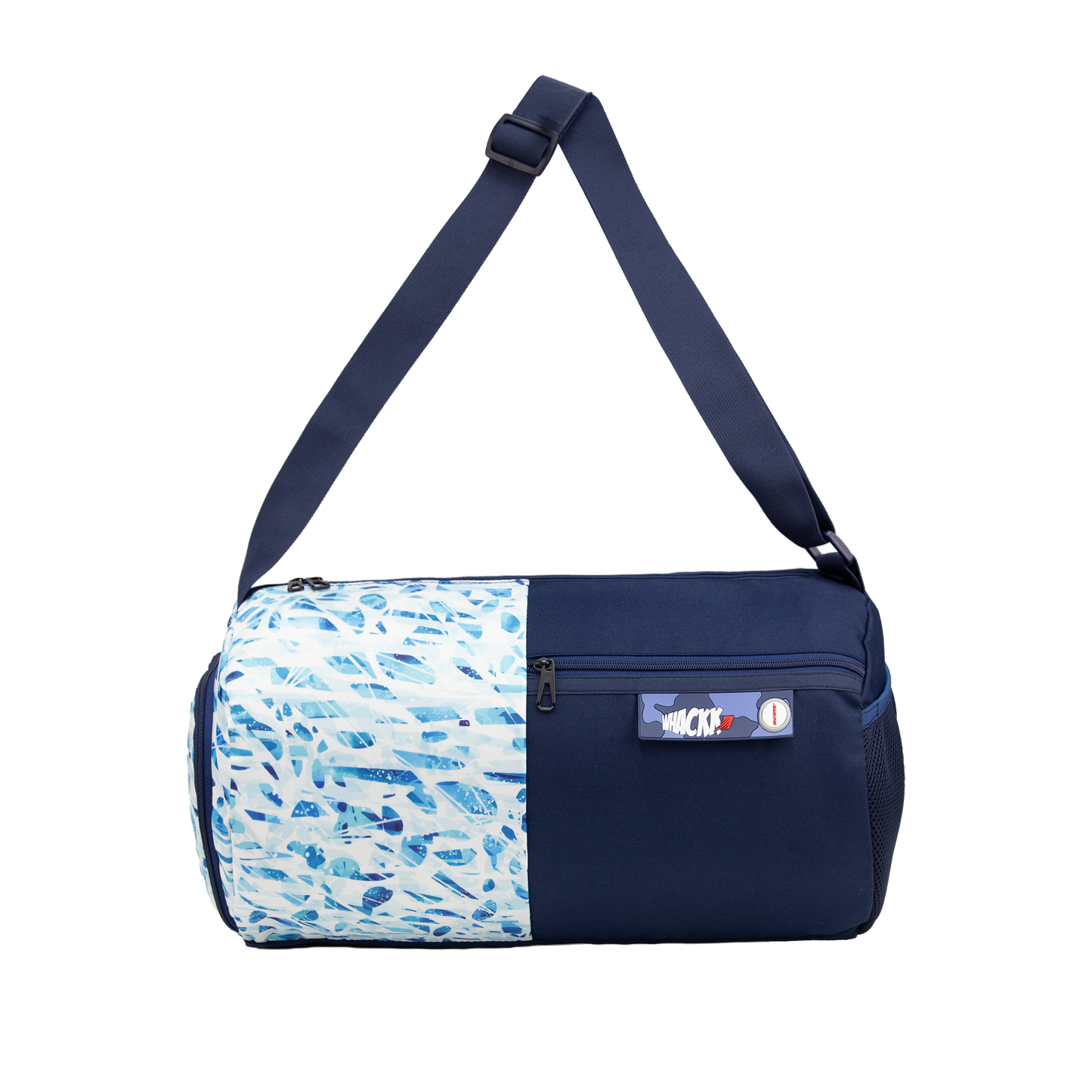 WHACKK 27L Core Navy Mirage Duffle Gym Bag|1 Main Compartment, Separate Shoe Compartment, Water Bottle Holder, Adjustable Shoulder Strap and Front Quick-Access Pocket|Sports & Travel Bag|Unisex