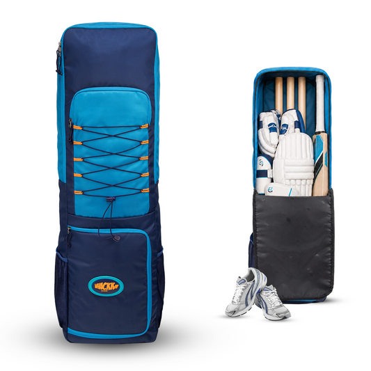 WHACKK Chappell Double Bat Cover Blue Navy | Lightweight 520g Cricket Kit Bat Cover with Shoe & Helmet Pocket | Fits 2 Bats | 41L Kit Bag for Men