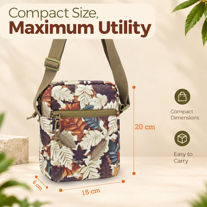 Whackk Freegait Leaves Crossbody Bag | Water Resistance Side Bag, Travel Bag, Office Business Bag, Messenger Bag | Sling Bag for Men and Women Adjustable Strap