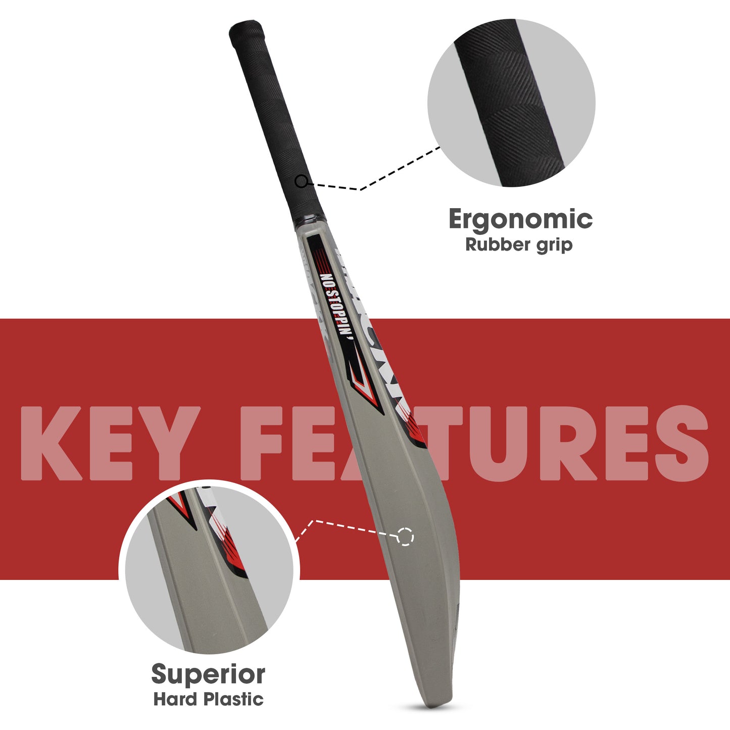 Whackk Size 8 Cricket Bat | Premium Hard Plastic Fiber Tennis Cricket bat