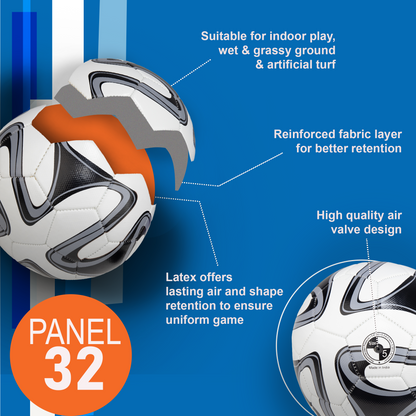 Whackk Pele Black & White Football (Size 5) – 32-Panel Durable PVC Ball