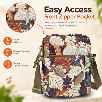 Whackk Freegait Leaves Crossbody Bag | Water Resistance Side Bag, Travel Bag, Office Business Bag, Messenger Bag | Sling Bag for Men and Women Adjustable Strap