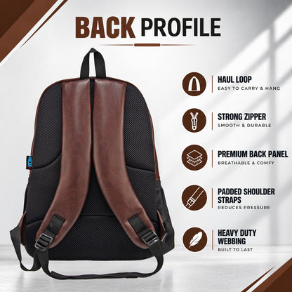 WHACKK Strike 32L Brown Faux Leather Football Backpack | Separate Shoe & Dedicated Ball Compartments | Dual Bottle Holders, Utility Pocket | Sports Kit Bag for Training, Gym & Match Day
