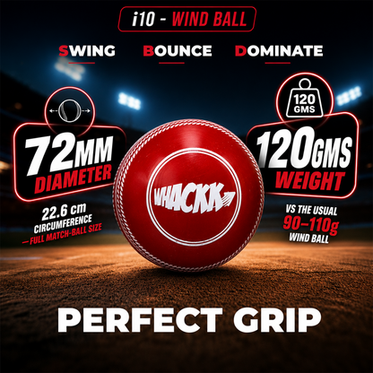 WHACKK I10 T-20 Wind Ball 72MM 120GMS Red Premium Color 6 | Synthetic Practice Cricket Balls | Swing Balls for Match, Training, Indoor, Outdoor & Street Cricket