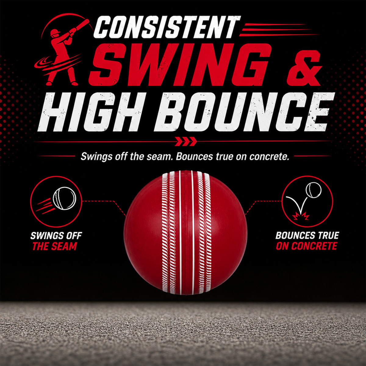 WHACKK I10 T-20 Wind Ball 72MM 120GMS Red Premium Color 6 | Synthetic Practice Cricket Balls | Swing Balls for Match, Training, Indoor, Outdoor & Street Cricket