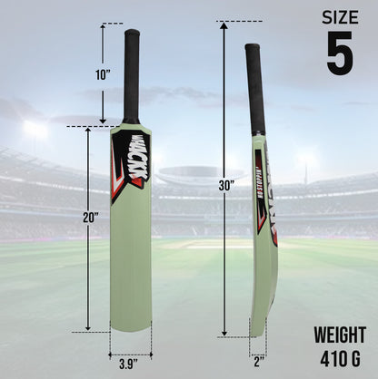 Whackk Cricket Bat Olive Green  Size 5 Premium Hard Plastic Fiber Tennis Cricket bat