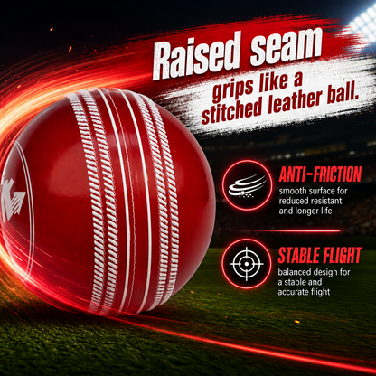 WHACKK I10 T-20 Wind Ball 72MM 120GMS Red Premium Color 6 | Synthetic Practice Cricket Balls | Swing Balls for Match, Training, Indoor, Outdoor & Street Cricket