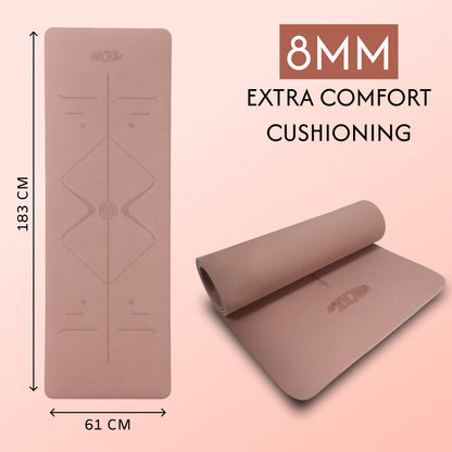 Alignment Yoga Mat in Coral Pink 8mm