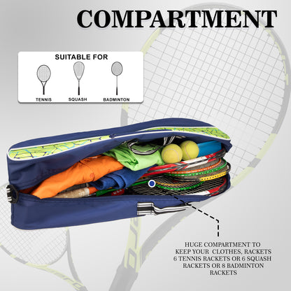 Pro Navy Blue,Green 26L Unisex Lightwieght Tennis Badminton Squash Equipment Bag