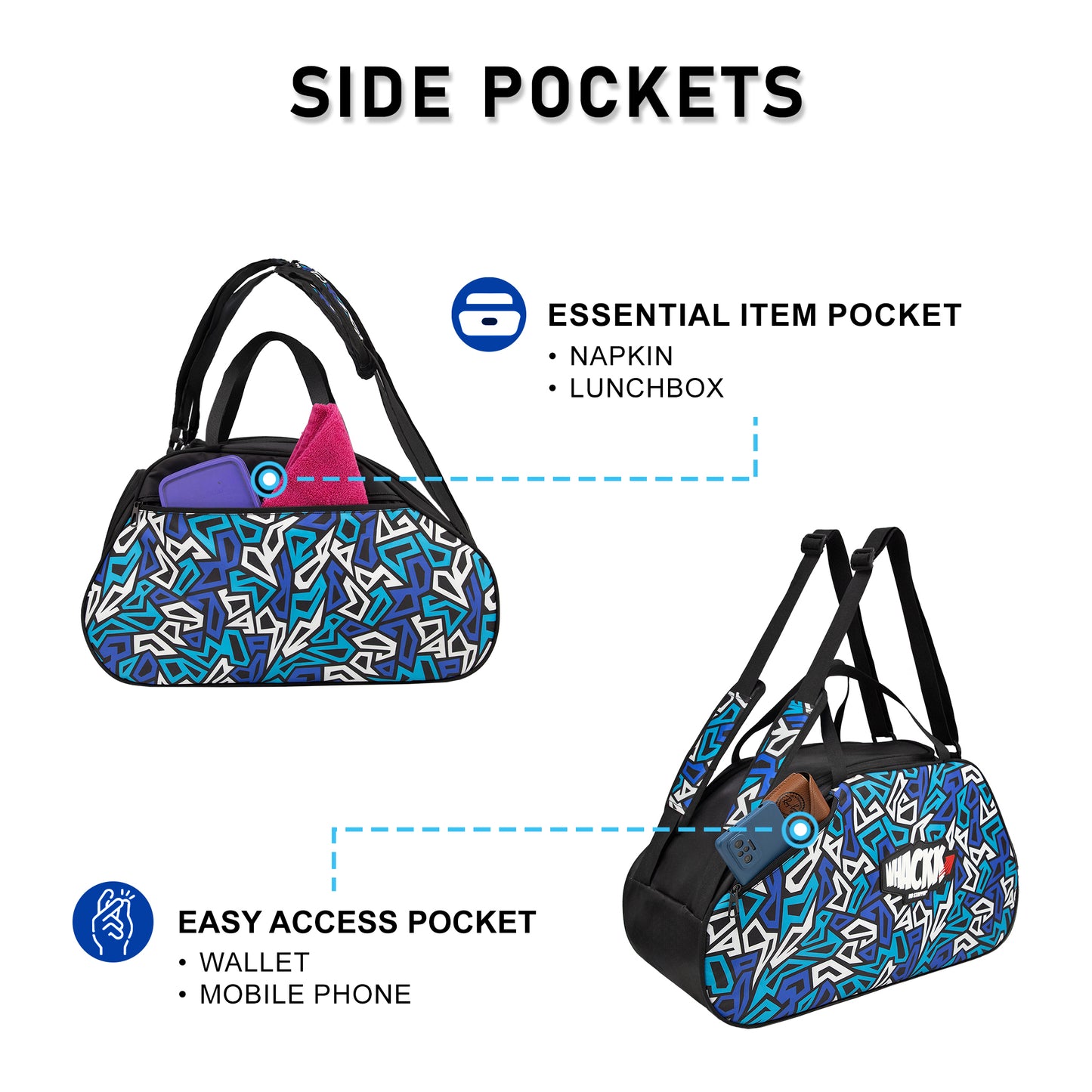 WHACKK Spin 38L Skating Backpack | 3-Way Carry Duffle & Shoulder Bag with Helmet Pocket | Padded Skate Bag for Skates, Protective equipment & Accessories