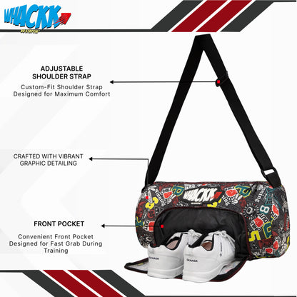 WHACKK Track printed Rugby Gym Bag|Fitness Bag|Sports Duffle|Multipurpose Bag |Travel Duffel Bag|Adjustable Strap|Unisex|Sports Kit Bag