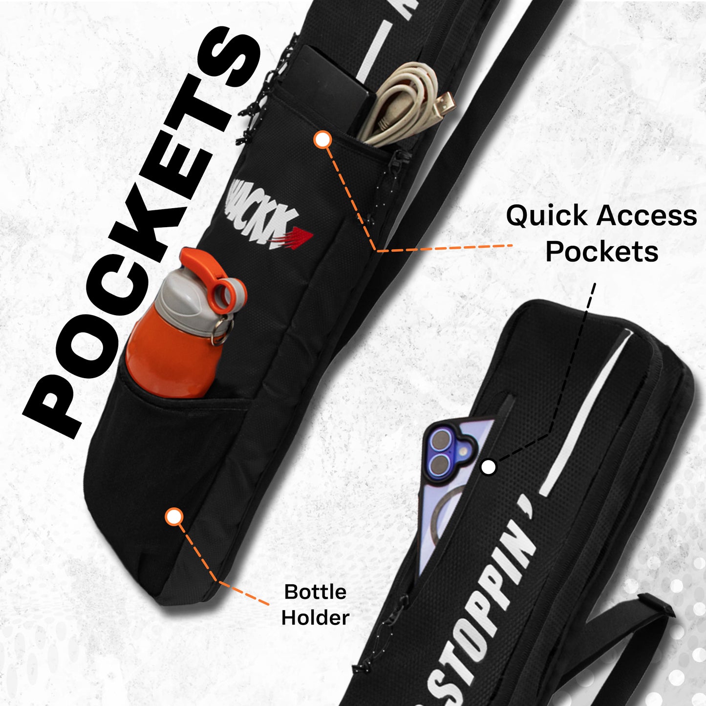Hayden Black Cricket Bat Cover Polyester Material, Premium Full Size Cover for Wooden and Plastic Bats with Heavy Duty Stitched Strap