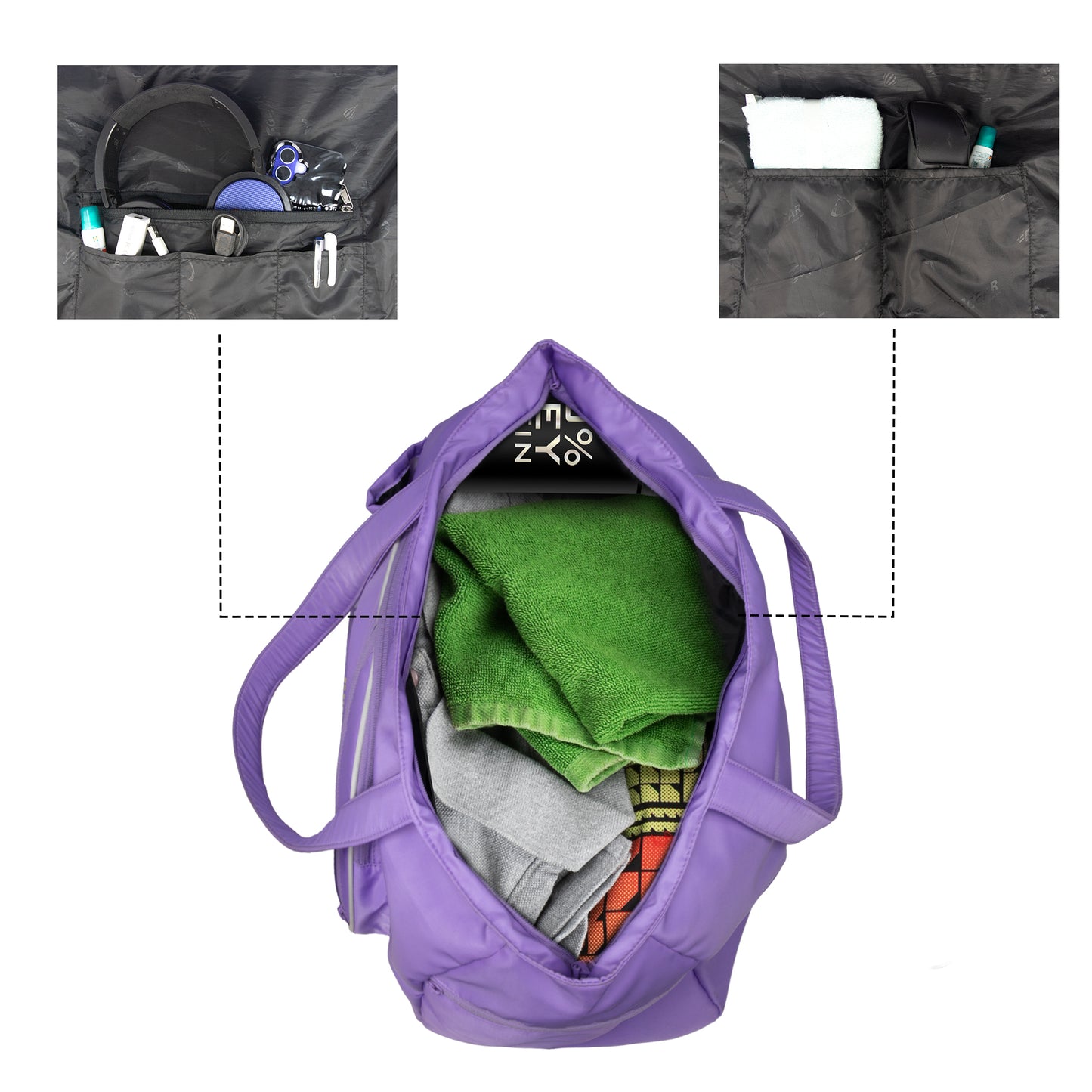 Whackk Graff Lavender Racket Sport Bagpack for Women | Stylish Sports Tote with Racket Compartment, Shoe & Clothes Storage | Lightweight Durable Shoulder Bag for Racket Sport Players