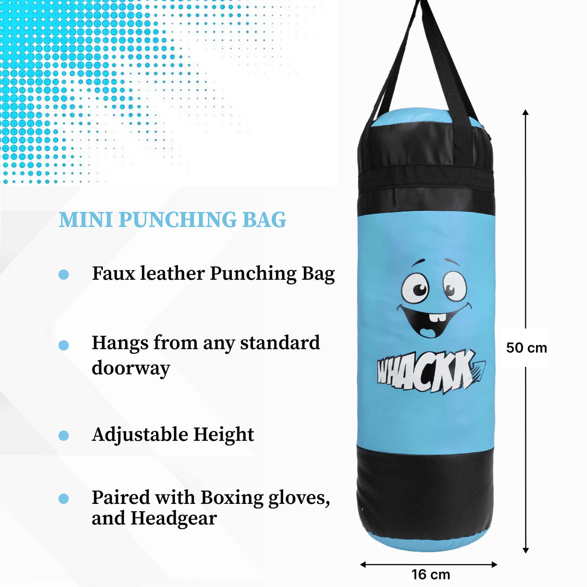WHACKK Junior Boxing Kit Light Blue| Boxing Set for Kids & Beginners | Lightweight Training Kit for Home Practice, Fitness & Self-Defence, Boys & Girls