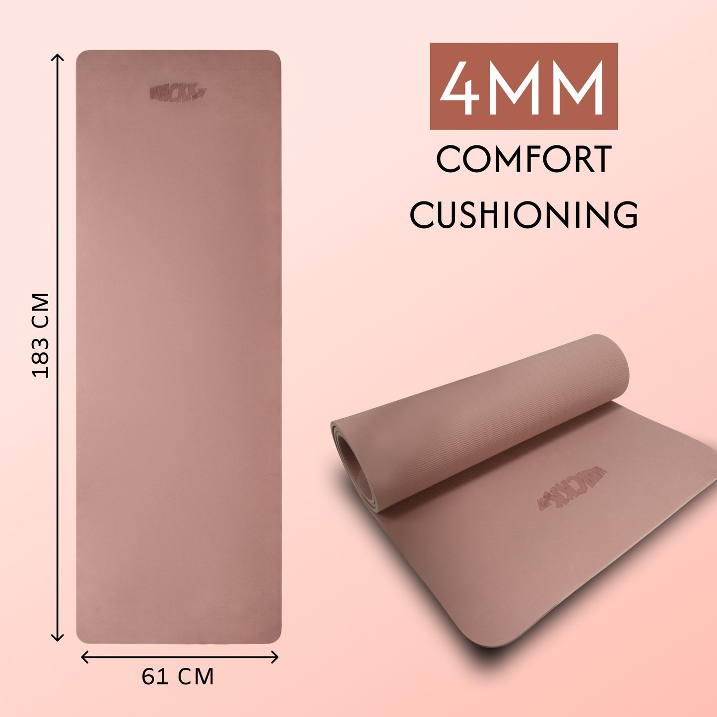 Alignment Yoga Mat in Coral Pink 4mm