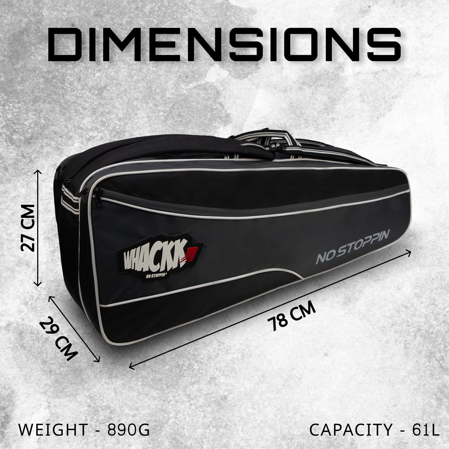 Vanguard Black Grey Tennis & Badminton Bag