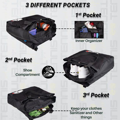 Borg Black 23L Tennis Badminton Squash Shoulder Bag