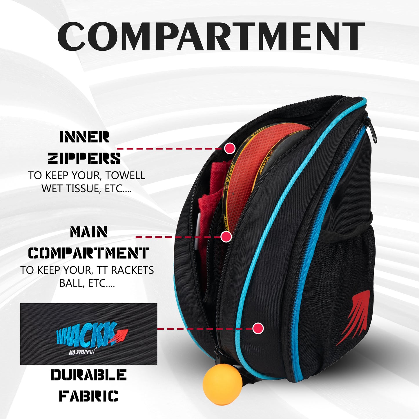 Twirl Table Tennis Kit Bag 5L Black